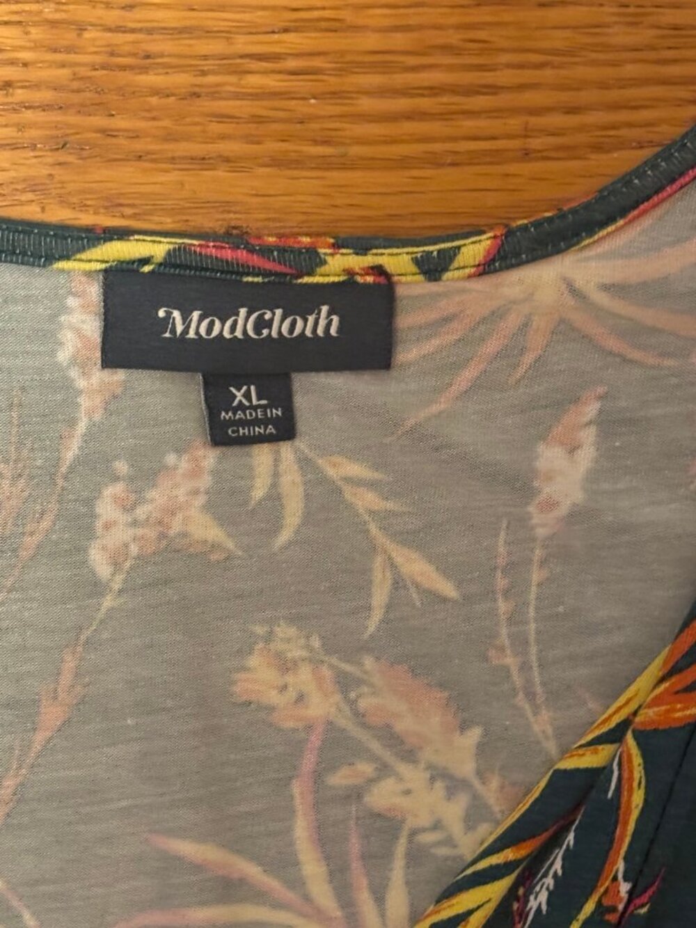 ModCloth Tropical Floral Flowers Butterflies Jersey Dress XL - Picture 7 of 10
